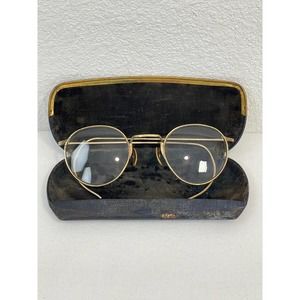 1920’s 1940’s Gold Wire Rim Eye Glasses Antique Round Bi Spectacle John Lennon